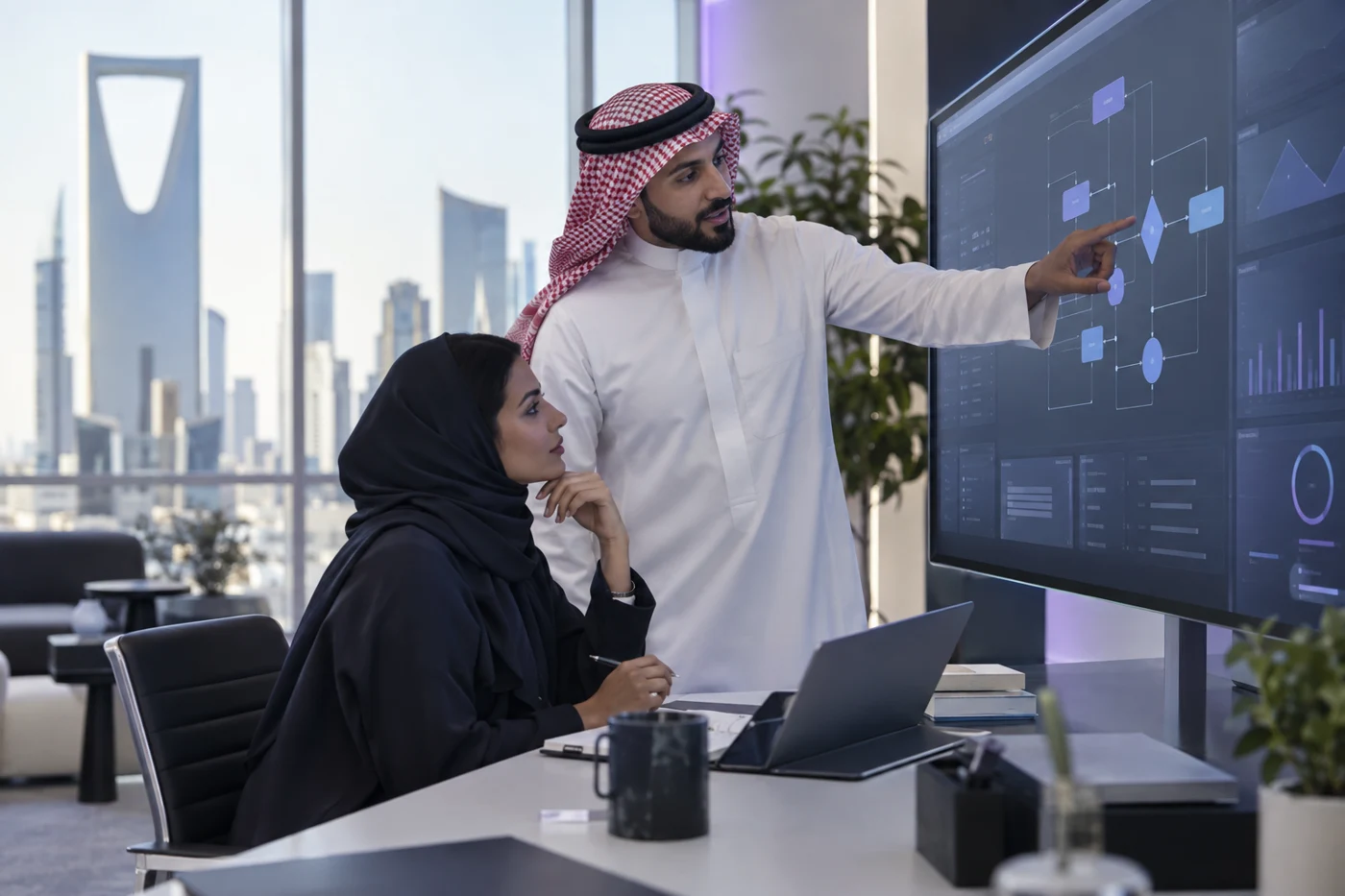 Illustrative Saudi business scene for Workflow Automation